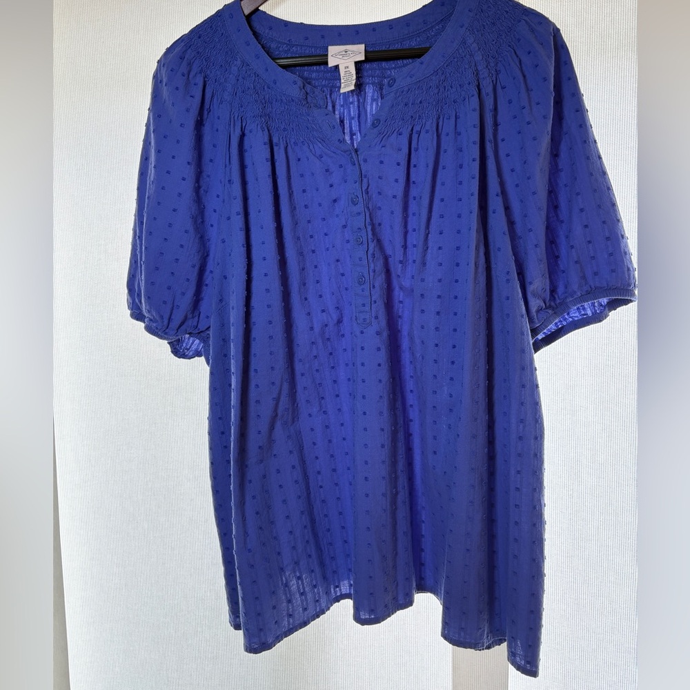 St. John's Bay Lavender Blue Button-Up Blouse, Size 2X